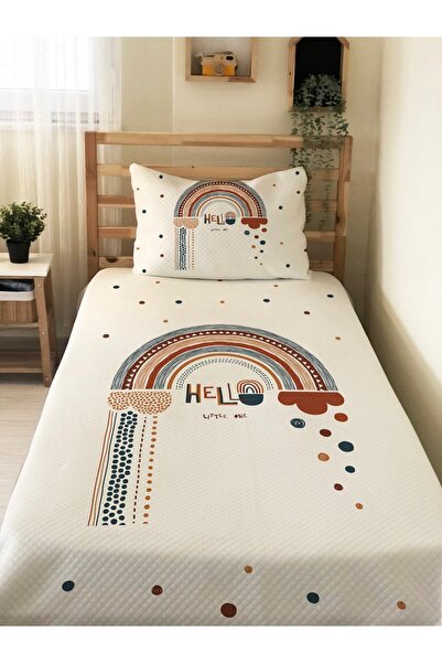 Evmila Gökkuşağı Desenli Bebek Ve Çocuk Baskılı Tek Kişilik Pike Takımı 160 X...