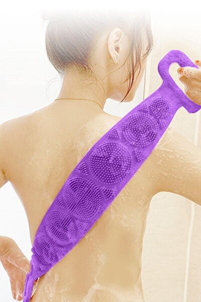 İndirimKap Çift Taraflı Banyo Hamam Lifi Silikon Masajlı Yumuşak Duş Lifi Uzu...