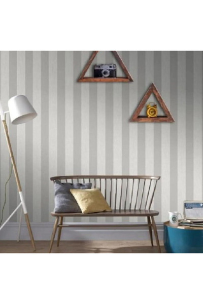 CNGZSHOP New Age Gri Beyaz Çizgili Duvar Kağıdı 52 Cm X 10 Metre