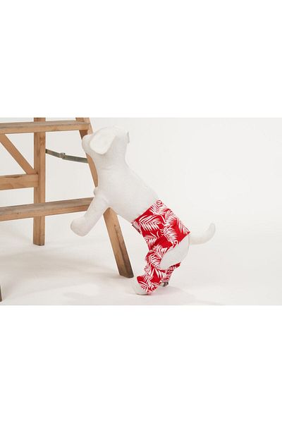 Bi Dolap Ponçik Cool Pants Red Summer Soft Textured Fabric Cat Dog Clothes & Trousers
