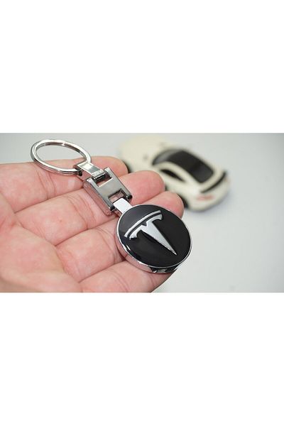DK Tuning Dk Tesla Logo Model 3 S X Y Black Metal Bidirectional Keychain
