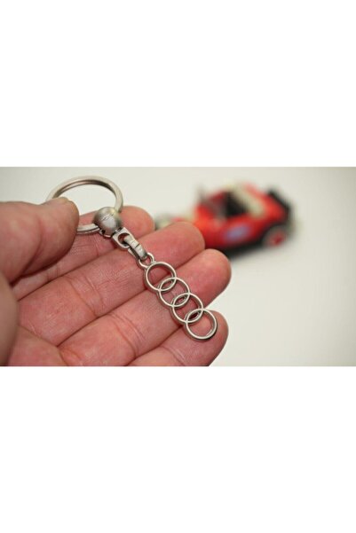 DK Tuning Breloc compatibil Audi cu logo-ul inelului, în stil metalic gri, cu...