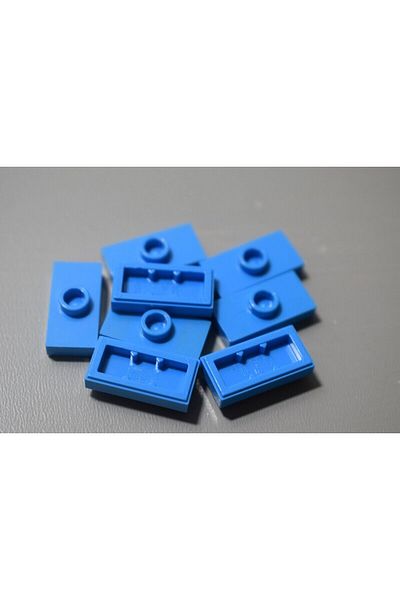 LEGO Accessory Plate Modified 1 X 2 Jumper Blue Flat Tile Brick 6 Pieces to Send