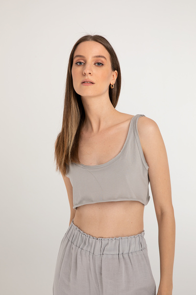 SHEISMONO بلوزة قصيرة من القطن بقصة واسعة