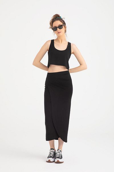 SHEISMONO Fustă Wrap Ultra Moale neagră