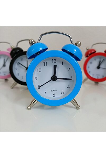 Mirdiya Mavi Renk Mini Masaüstü Analog Dekoratif Çalar Saat Masa Saati