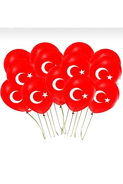 Yogi parti Turkish Flag Balloon 12 inch 24 pieces April 23 Decoration