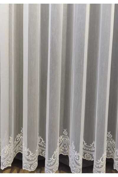 ALYA Perde Ttm Zemin Grek Etek Ütü Istemez 1/3 Sık Pile Kaliteli Tül Perde