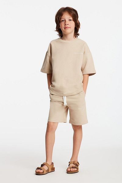 GRIMELANGE Bogota Jungen-Trainingsanzug-Set mit Stickerei und Rundhalsausschnitt in Beige