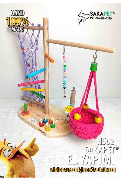 SAKAPET Bed Bird Play Platform with Climbing Rope and Brain Teaser - Hs02