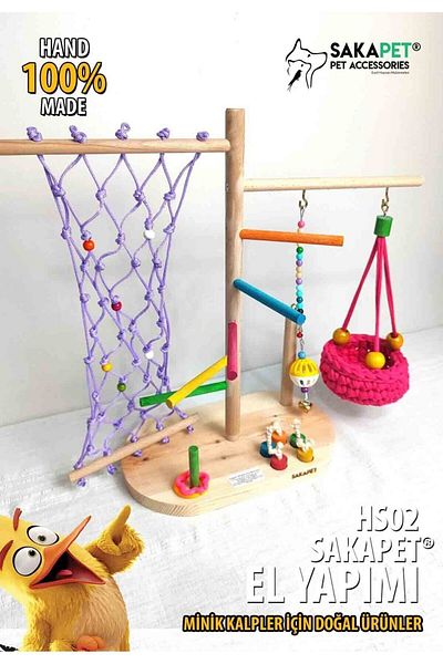 SAKAPET Bed Bird Play Platform with Climbing Rope and Brain Teaser - Hs02