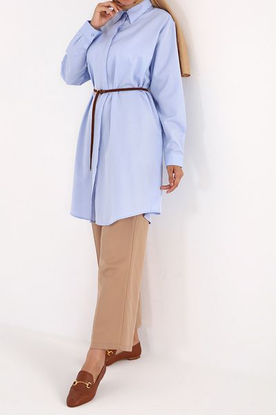 ALLDAY Blue Basic Shirt Tunic with Hidden Placket