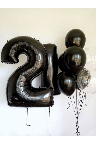 MERİ PARTİ 21 YEARS OLD BIRTHDAY FOIL BALLOON ADULT BIRTHDAY LATEX BALLOON BLACK FIGURE BALLOON