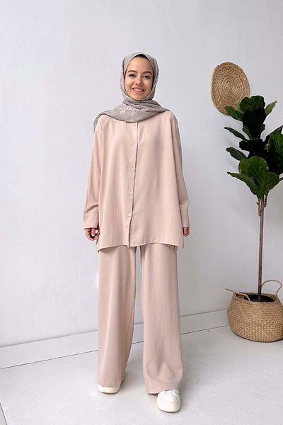 Ka Hijab Beige Pearl Set