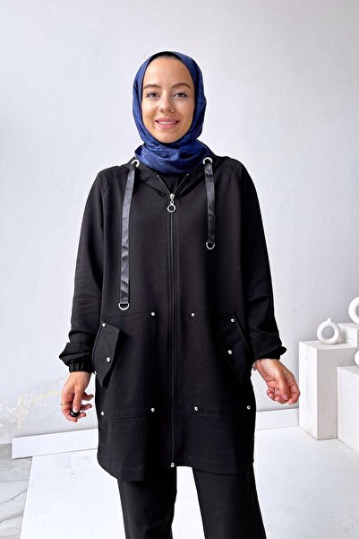 Ka Hijab Staple Detailed Hijab Suit - Black