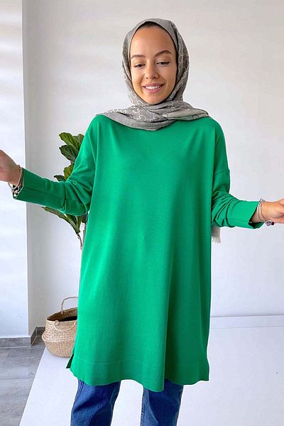 Ka Hijab Tunica Hijab Mercerizata Guler Stand - Verde