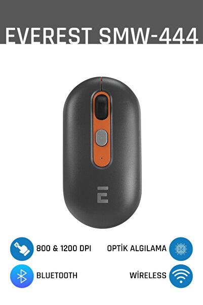 Everest SMW-444 Usb Gümüş Bluetooth ve 2.4Ghz Optik Wireless Mouse