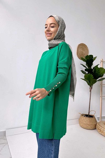 Ka Hijab Tunica mercerizata cu detaliu maneci - verde