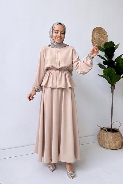 Ka Hijab Milk Coffee Skirt Suit Set