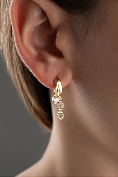 Silvano Jewelry 925 Ayar Gümüş Çift Sonsuzluk Taşlı Küpe