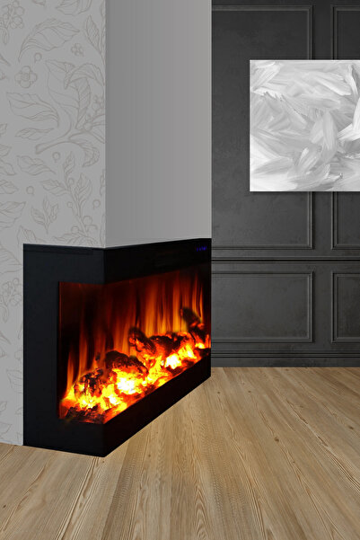 tek tes şömine Dekoratif Plazma Şömine Renkli 90cm Alev Sesli, Bluetoothlu, W...