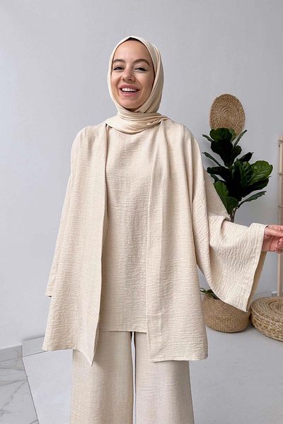 Ka Hijab Aden Triple Suit - Beige