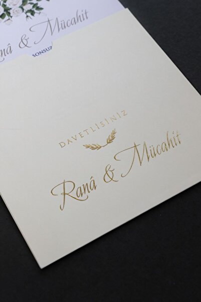 Pixel Davetiye 50 Adet Krem Davetiye - Düğün-nişan-nikah-kına-sünnet Davetiyesi 12214