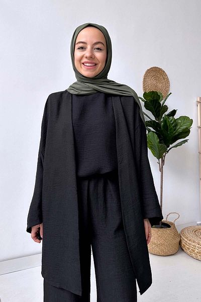 Ka Hijab Aden Triple Suit - Black