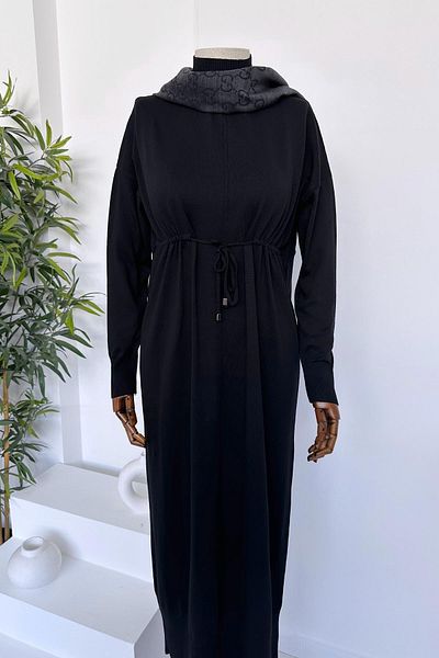 Ka Hijab Φόρεμα Hijab Mercerized με τούνελ μέσης - Μαύρο