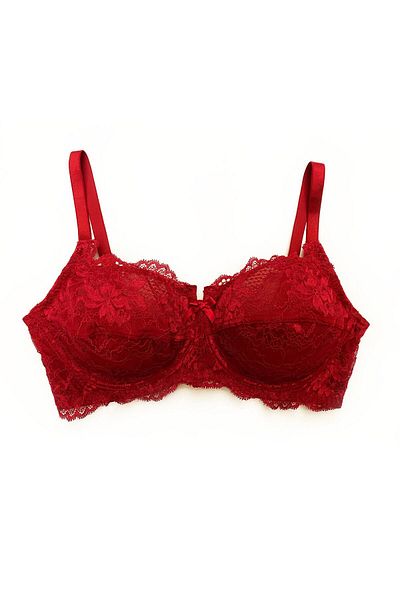 Pierre Cardin Women's Red 7023 Underwire Lace Compressor Minimizer Bra