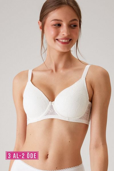 Pierre Cardin Γυναικείο εκρού 6224 Underwire Unpadded Gatherer Lace Thick Strap Minimizer σουτιέν