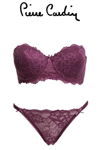 Pierre Cardin مجموعة حمالة صدر من الدانتيل بدون حمالات سيينا 4562 باللون الأر...