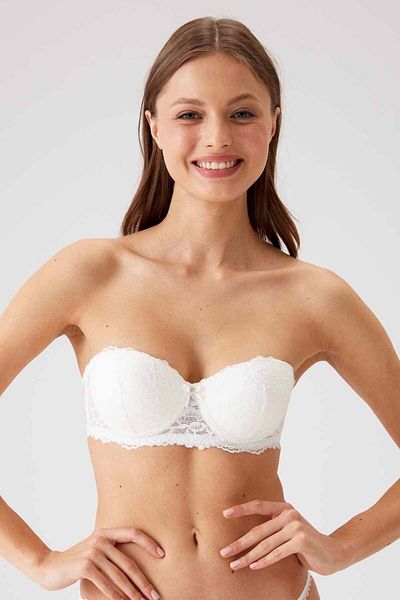 Pierre Cardin Economic Pack of 2 Ecru 6203-2 Pisa Underwire Supported Strapless Lace Bra Set