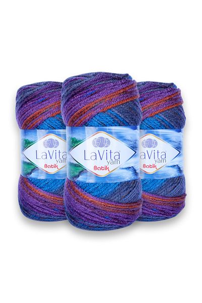 LaVita Yarn Batik, Πλεκτό νήμα χειρός 3 Συσκευασία Taka Yarn (DG03-VIOLET)