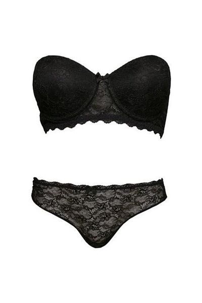 Pierre Cardin Γυναικείο Μαύρο 4643 Underwire Supported Strapless Bra Panty - Σετ εσώρουχα