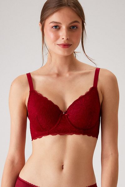 Pierre Cardin Γυναικείο μπορντό 6209 Barcelona Underwire Unbuttressed Thick Strap Lace Gathering σουτιέν