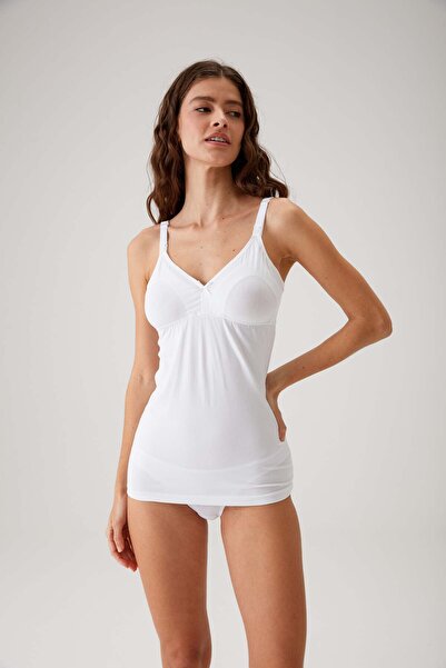 Pierre Cardin 2'li Ekonomik Paket Beyaz 6830 Pamuklu Kapsız Emzirme Atleti (Kolay Açılabilir Klips)