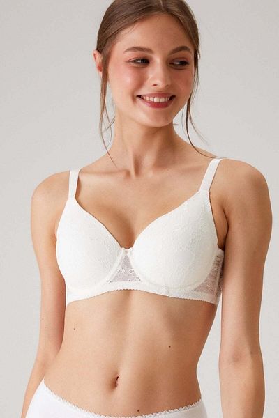Pierre Cardin Γυναικείο εκρού 6224 Underwire Unpadded Gatherer Lace Thick Strap Minimizer σουτιέν