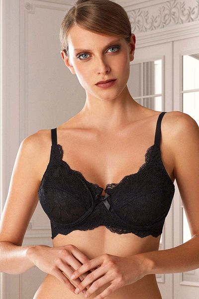 Pierre Cardin Ekonomické balení 2 ks Black-ecru 7023 Kostice Minimizer Lace Plus Size Unpadded Bra Set