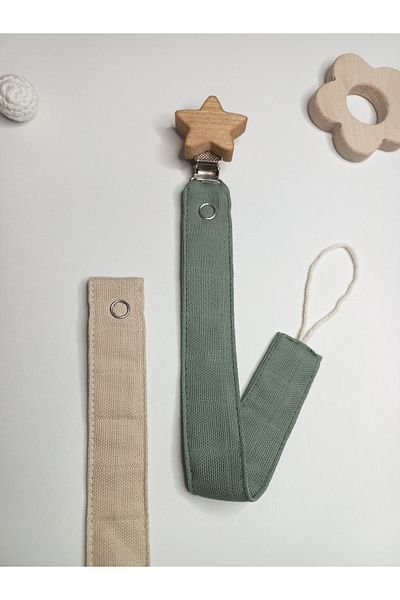 sbbaby Pacifier Strap with Wooden Clip Pacifier Chain Set of 2
