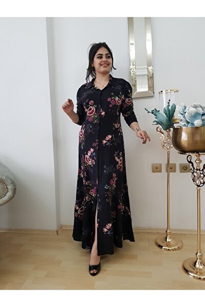 FERGAN Siyah Desenli Gömlek Elbise