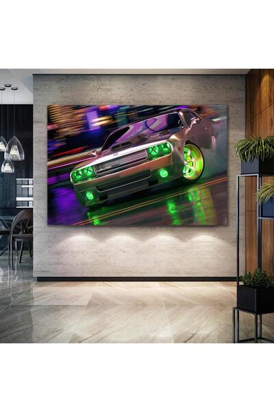 SML TABLO Drift Araba Car Neon Yatay Kanvas Tablo