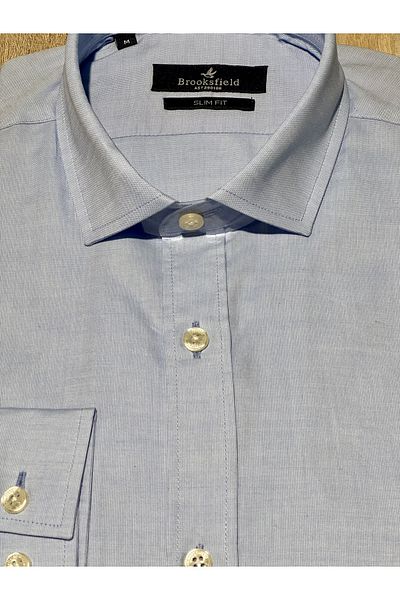 Brooksfield Ανδρικό πουκάμισο casual με μακρύ μανίκι 100% βαμβακερό μπλε