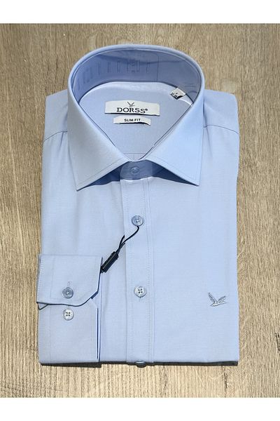 Dorss Cămașă pentru bărbați din bumbac de bază slim fit cu mânecă lungă
