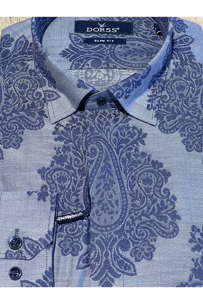 Dorss Μακρυμάνικο Slim Fit με κρυφό σάλι με μοτίβο βαμβακερό ανδρικό πουκάμισο casual
