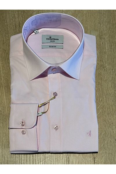 Daniel Bessi Μακρυμάνικο Slim Fit Basic Βαμβακερό Σκούρο Ροζ Κλασικό Ανδρικό Πουκάμισο