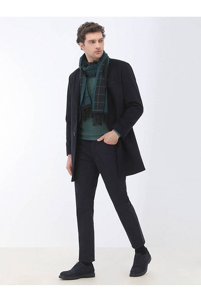 Kip Butterfly Collar Single Slit Regular Fit Wool Blend Men's Coat
