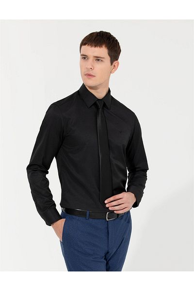 Pierre Cardin Основна класическа риза без джоб с дълги ръкави MEDELLIN Slim Fit