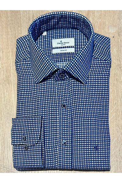 Daniel Bessi Μακρυμάνικο Slim Fit Pöti καρό Classic Casual Ανδρικό πουκάμισο ξυλοκόπος