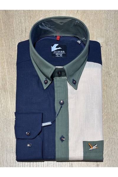 Dorss Довгорукавна Slim Fit блокова кольорова складна рукавна класична чоловіча сорочка